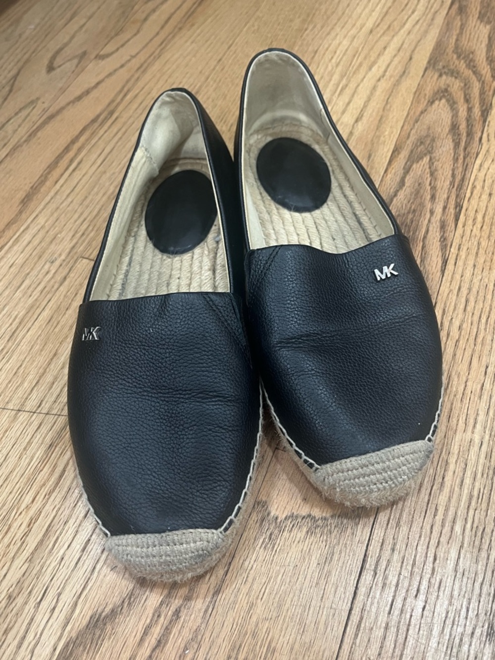 Michael Kors Black Leather Espadrille Slip-Ons